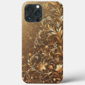Moderne elegante gouden bloemencurve Case-Mate iPhone case (Achterkant)