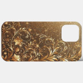 Moderne elegante gouden bloemencurve Case-Mate iPhone case (Achterkant (horizontaal))