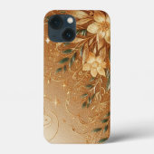 Moderne elegante gouden bloemencurve Case-Mate iPhone case (Achterkant)