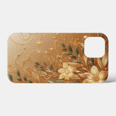 Moderne elegante gouden bloemencurve Case-Mate iPhone case (Achterkant (horizontaal))