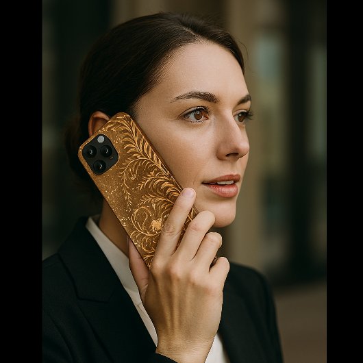 Moderne elegante gouden bloemencurve Case-Mate iPhone case