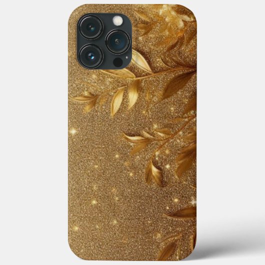 Moderne elegante gouden bloemencurve Case-Mate iPhone case (Achterkant)