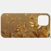 Moderne elegante gouden bloemencurve Case-Mate iPhone case (Achterkant (horizontaal))