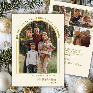 Moderne Elegante Gouden Boog Foto Kerstmis Happy Feestdagenkaart