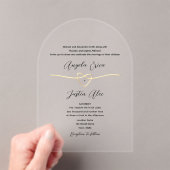 Moderne Elegante Gouden Bruiloft Acryl Uitnodigingen (Insitu (Draagbaar))