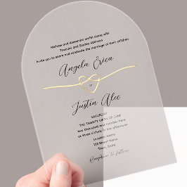 Moderne Elegante Gouden Bruiloft Acryl Uitnodigingen