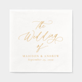Moderne Elegante Gouden Calligrafie Bruiloft Folie Servetten