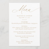 Moderne Elegante Gouden Calligrafie Bruiloft Menu (Voorkant)
