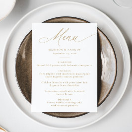 Moderne Elegante Gouden Calligrafie Bruiloft Menu
