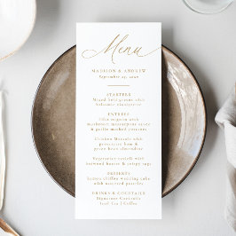 Moderne Elegante Gouden Calligrafie Bruiloft Menu