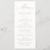 Moderne Elegante Gouden Calligrafie Bruiloft Menu (Voorkant)