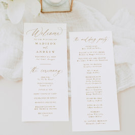 Moderne Elegante Gouden Calligrafie Bruiloft Programmakaart