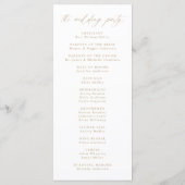 Moderne Elegante Gouden Calligrafie Bruiloft Programmakaart (Achterkant)