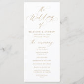 Moderne Elegante Gouden Calligrafie Bruiloft Programmakaart (Voorkant)