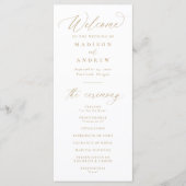 Moderne Elegante Gouden Calligrafie Bruiloft Programmakaart (Voorkant)