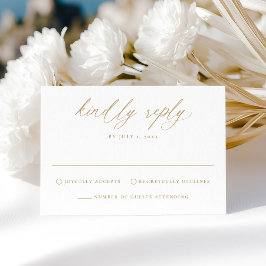 Moderne Elegante Gouden Calligrafie Bruiloft RSVP Kaartje