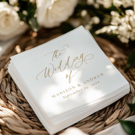 Moderne Elegante Gouden Calligrafie Bruiloft Servet
