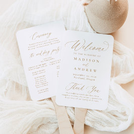 Moderne Elegante Gouden Calligrafie Huwelijksprogr Handwaaier