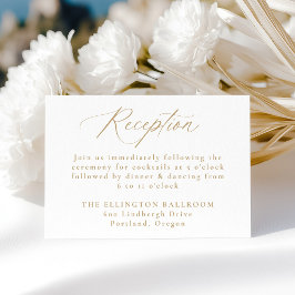 Moderne Elegante Gouden Calligrafie Trouwreceptie Informatiekaartje