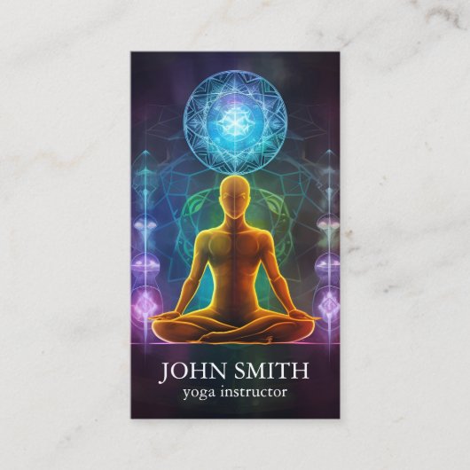 Moderne Elegante Gouden Chakra Spirituele Energie  Visitekaartje (Voorkant)