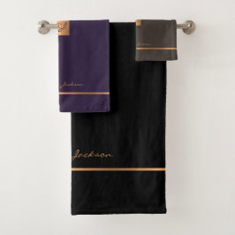 Moderne elegante gouden chic monogrammed strepen g bad handdoek