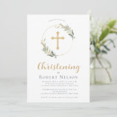 Moderne Elegante Gouden Cirkel Doopsel Kaart (Staand voorkant)