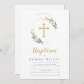 Moderne Elegante Gouden Cirkel Doopsel Kaart (Voorkant / Achterkant)