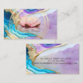 Moderne Elegante Gouden Cirkels Lotus Marmer Visitekaartje (Voorkant / Achterkant)