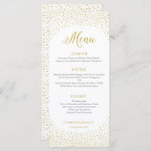 Moderne Elegante Gouden Confetti Bruiloft Menu (Voorkant / Achterkant)