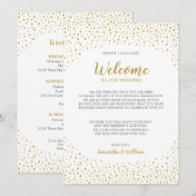 Moderne Elegante Gouden Confetti Huwelijks Welkoms