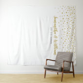 Moderne Elegante Gouden Confetti Trouw Achterwand Wandkleed (In Situ (horizontaal))