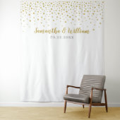 Moderne Elegante Gouden Confetti Trouw Achterwand Wandkleed (In situ)