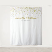 Moderne Elegante Gouden Confetti Trouwachtergrond Wandkleed (Voorkant)