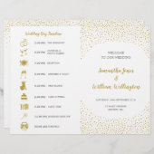 Moderne Elegante Gouden Confetti Trouwprogramma (Voorkant / Achterkant)