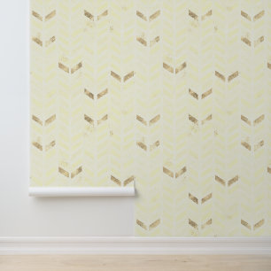 Moderne Elegante Gouden Cream Wit Geschilderde Che Behang