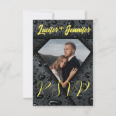 Moderne Elegante Gouden Damond QR Code Bruiloft RSVP Kaartje (Voorkant)