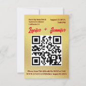 Moderne Elegante Gouden Damond QR Code Bruiloft RSVP Kaartje (Achterkant)