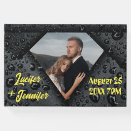 Moderne Elegante Gouden Diamant Aangepaste Bruilof Gastenboek