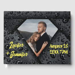 Moderne Elegante Gouden Diamant Aangepaste Bruilof Gastenboek