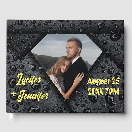 Moderne Elegante Gouden Diamant Aangepaste Bruilof Gastenboek (Voorkant)