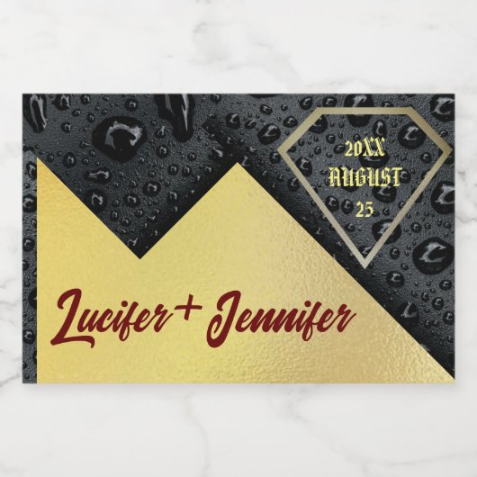 Moderne Elegante Gouden Diamant Aangepaste Bruilof Sparkling Wijnetiket (Enkel label)