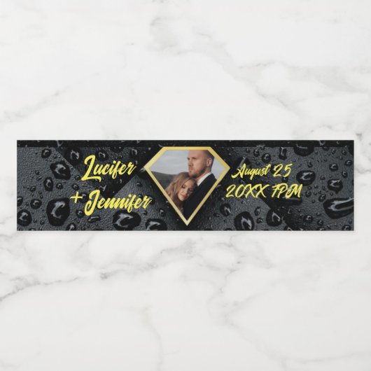 Moderne Elegante Gouden Diamant Huwelijk  Waterfles Etiket (Enkel label)