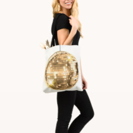 Moderne Elegante Gouden Disco Bal, Girly Retro Tote Bag