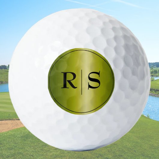Moderne Elegante Gouden en Zwarte Monogram Golfballen