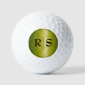 Moderne Elegante Gouden en Zwarte Monogram Golfballen (Voorkant)
