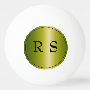 Moderne Elegante Gouden en Zwarte Monogram Pingpongbal
