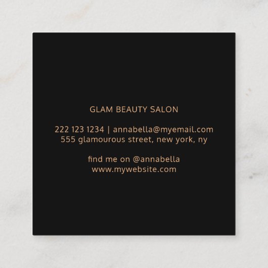 Moderne elegante gouden en zwarte schoonheidssalon afsprakenkaartje (Achterkant)