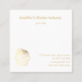 Moderne elegante gouden folie cupcake zelfgemaakte vierkante visitekaartje (Achterkant)