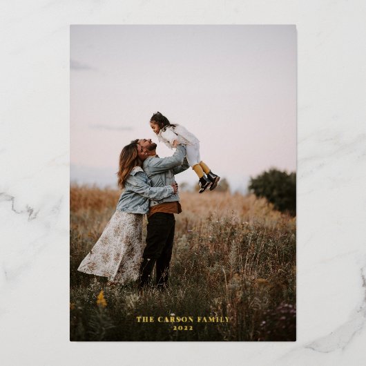 Moderne Elegante Gouden Folie Foto Prettige Feestd Folie Feestdagenkaart (Voorkant)