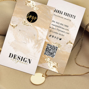 Moderne Elegante Gouden Folie Oorbel Display  Visitekaartje